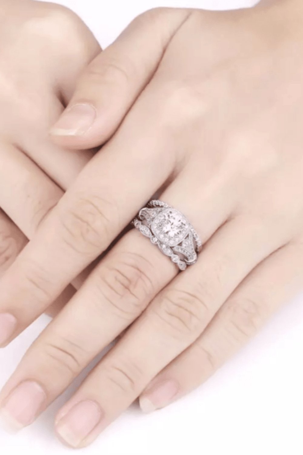 3 Piece Sterling Silver Engagement Ring Set - TGC Boutique - rings