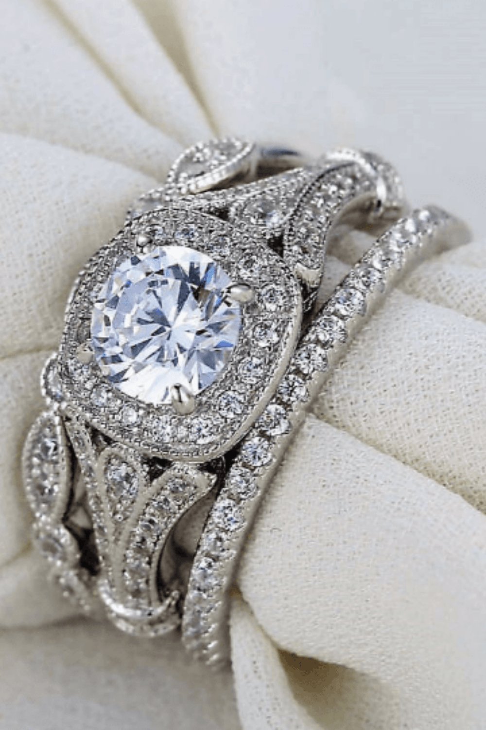 3 Piece Sterling Silver Engagement Ring Set - TGC Boutique - rings