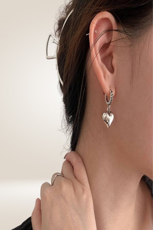 925 Sterling Silver Teddy Bear Heart Charm Earrings - TGC Boutique - Earrings