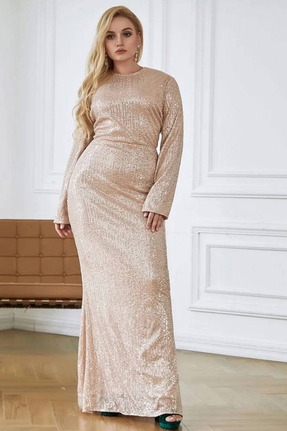 All Over Sequin Plus Size Maxi Dress - TGC Boutique - Plus Size Dress