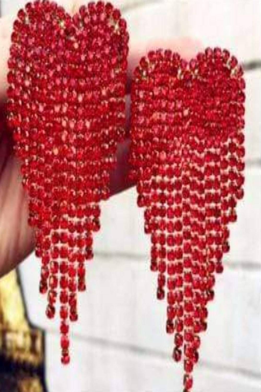 Angel Heart Rhinestone Drop Earrings - TGC Boutique - Earrings