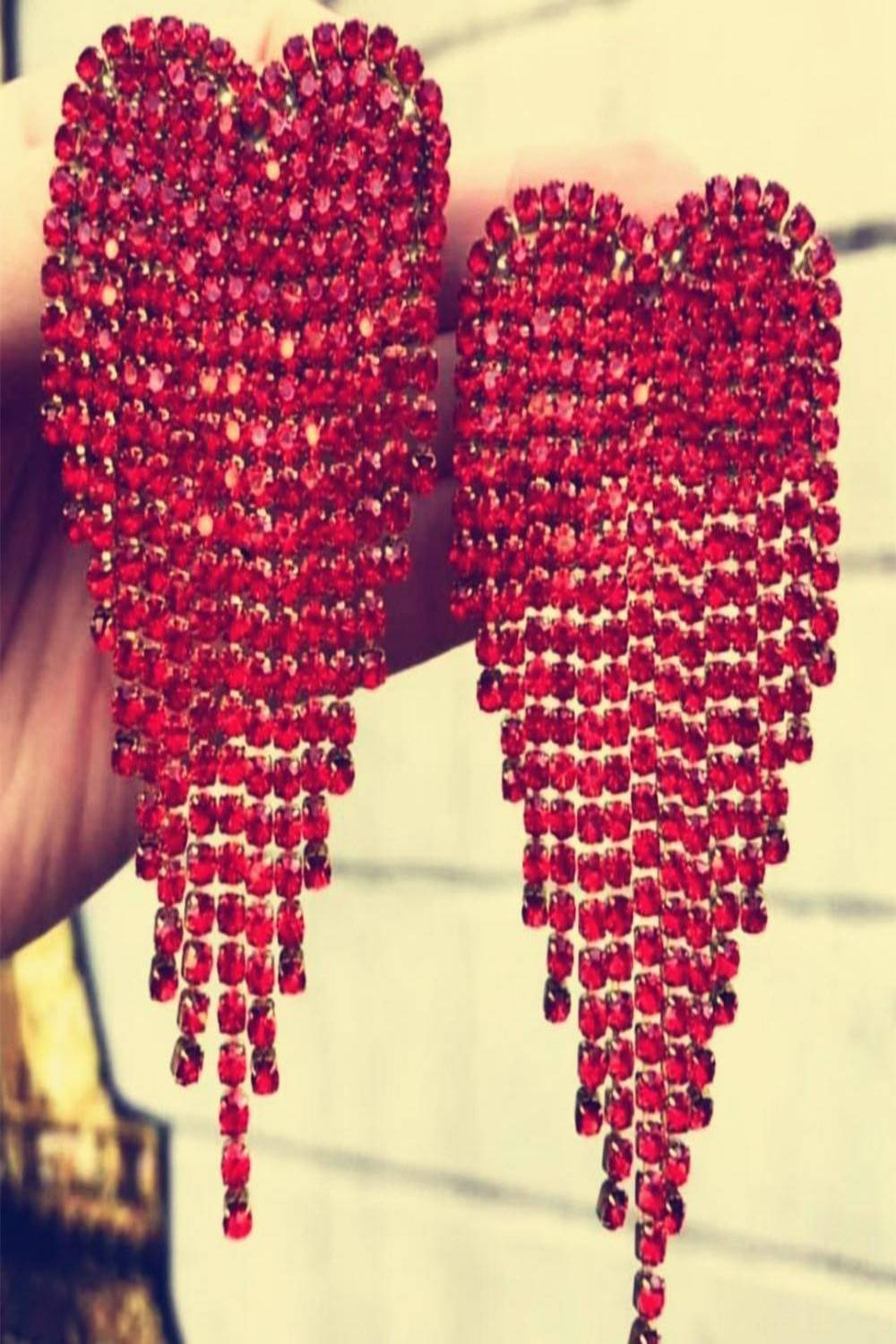 Angel Heart Rhinestone Drop Earrings - TGC Boutique - Earrings