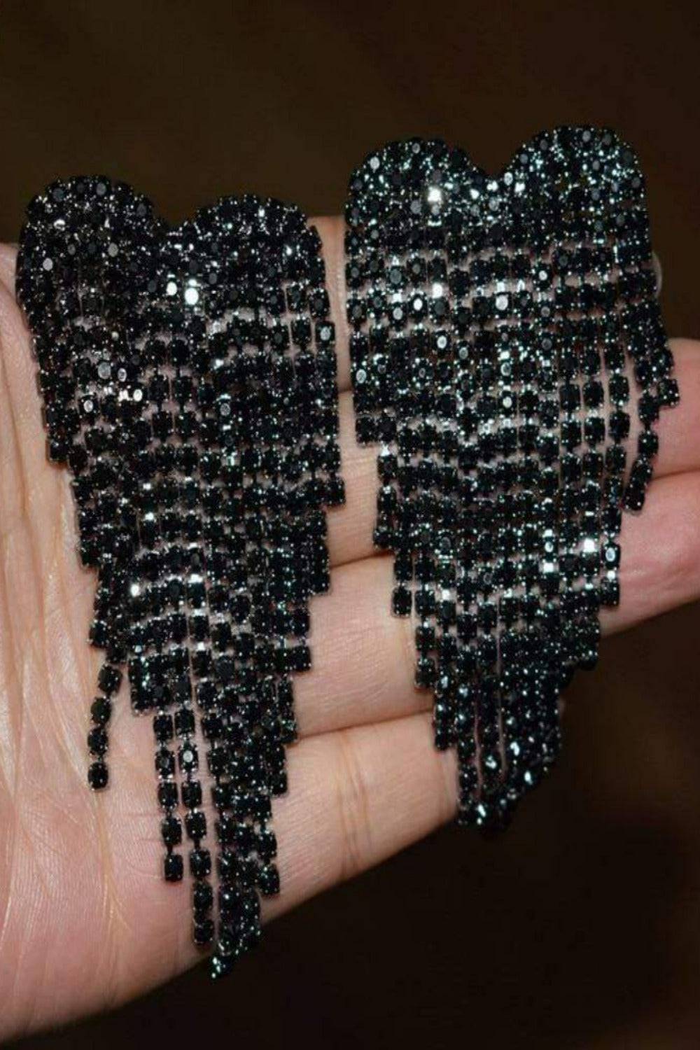 Angel Heart Rhinestone Drop Earrings - TGC Boutique - Earrings