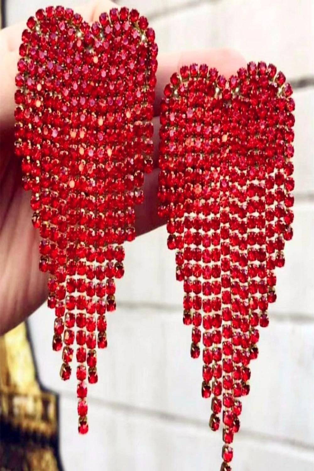 Angel Heart Rhinestone Drop Earrings - TGC Boutique - Earrings