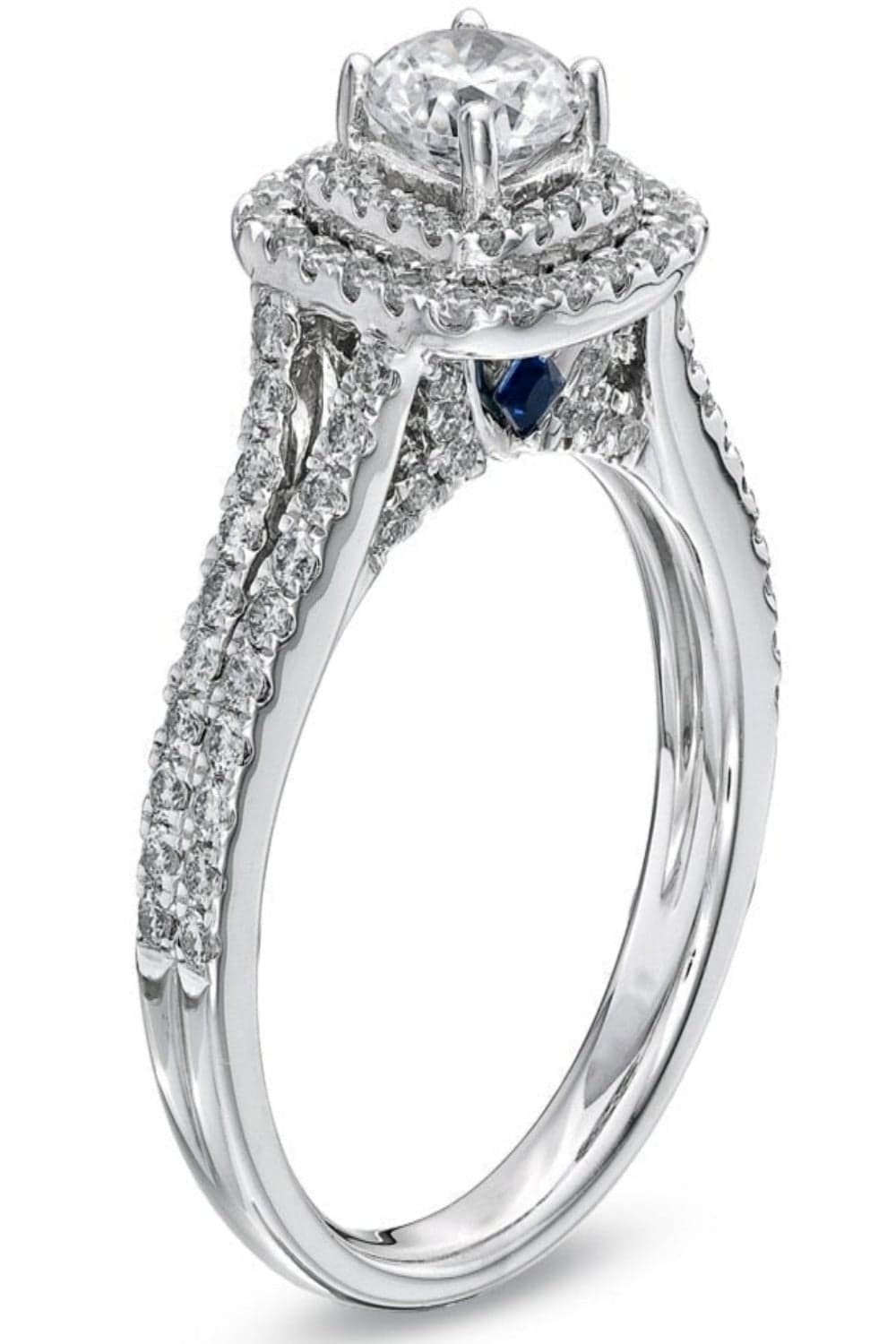 Art Deco Round Cut Blue Sapphire Engagement Ring Set - TGC Boutique - Sterling Silver Ring Set