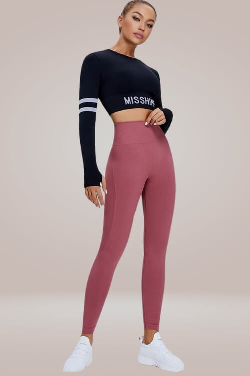 Athleisure Long Sleeve Black Crop Top - TGC Boutique - Active Top