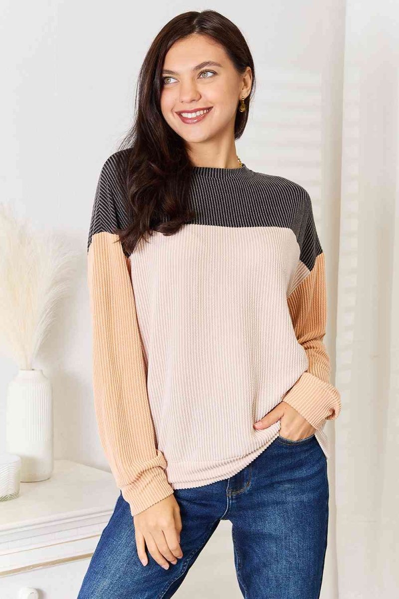 Autumn Harmony Ribbed Colorblock Sweater - TGC Boutique - Sweater