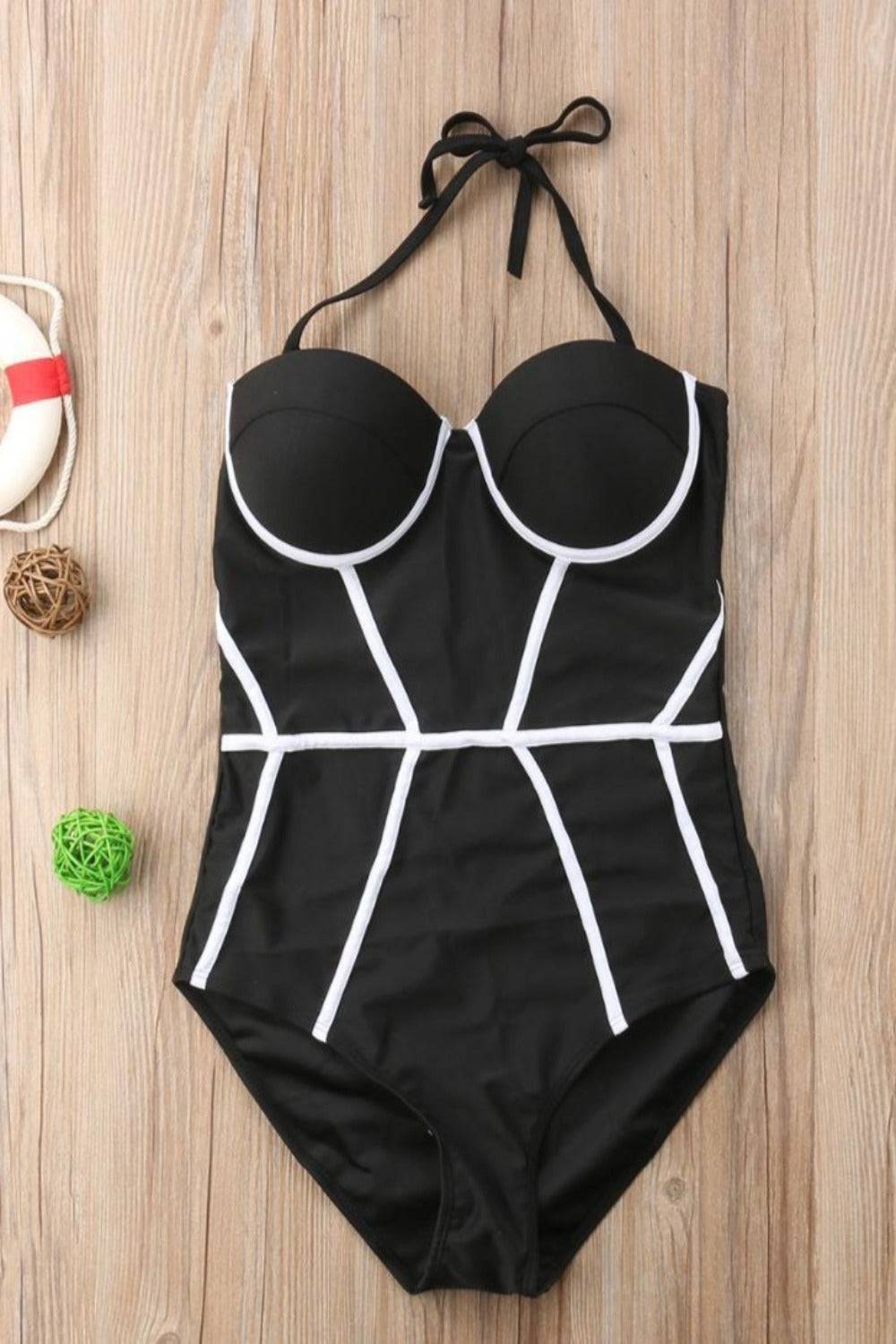 Beach Queen Corset One Piece Swimsuit - Black - TGC Boutique - Black Swimsuit