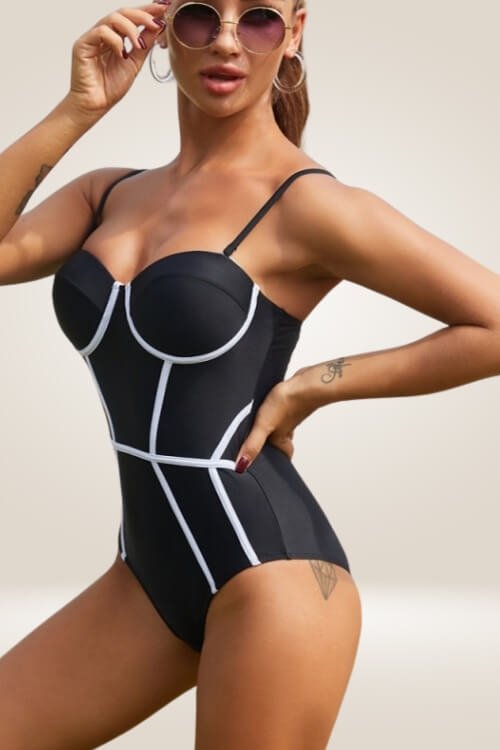 Beach Queen Corset One Piece Swimsuit - Black - TGC Boutique - Swimsuit