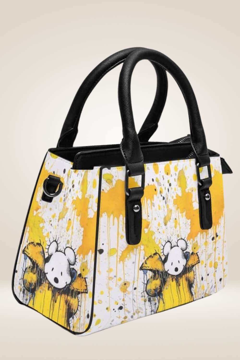 Bear In Yellow Coat White Satchel Bag - TGC Boutique - Satchel Handbag