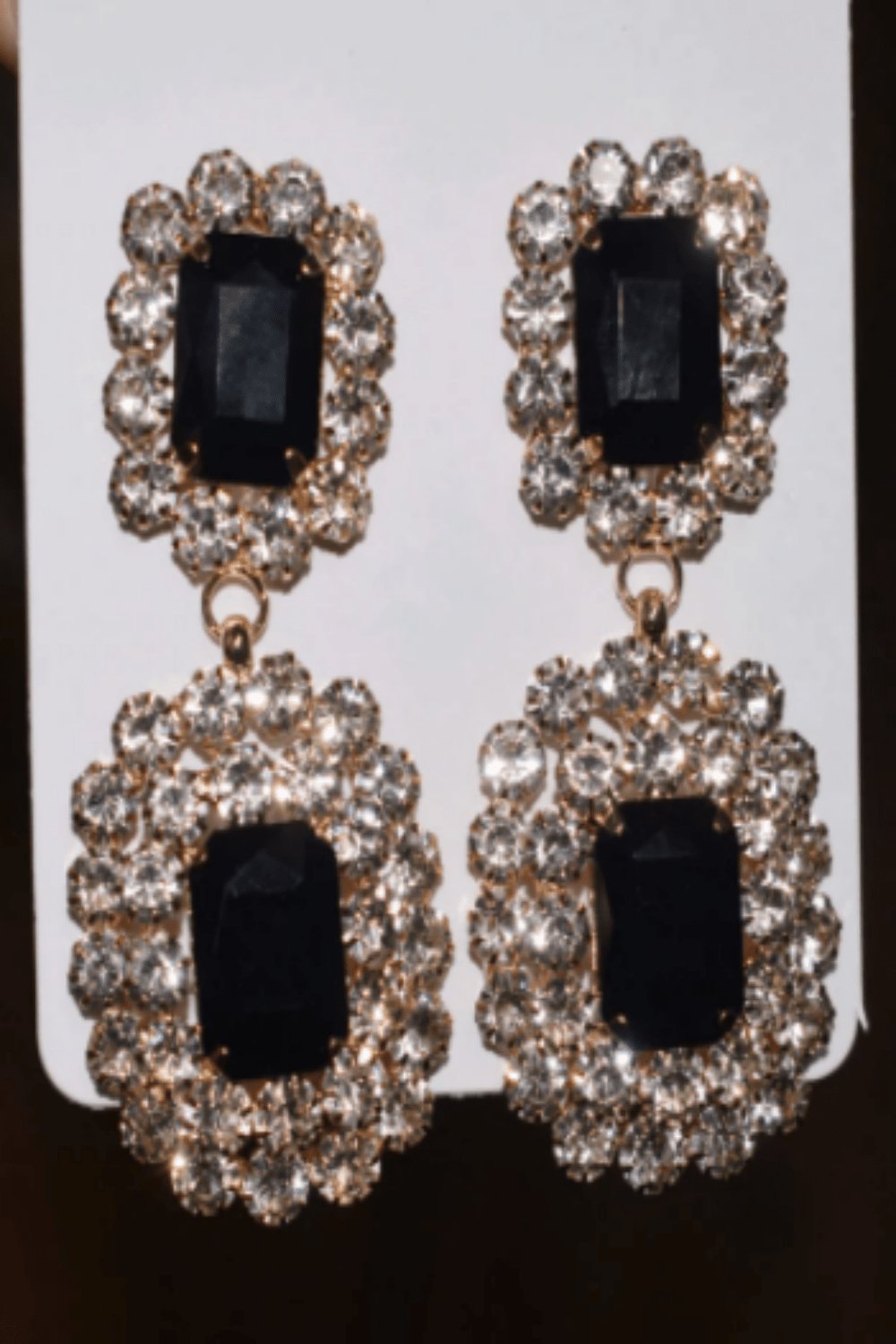 Big Chunky Black Rhinestone Drop Earring - TGC Boutique - Stud Earrings