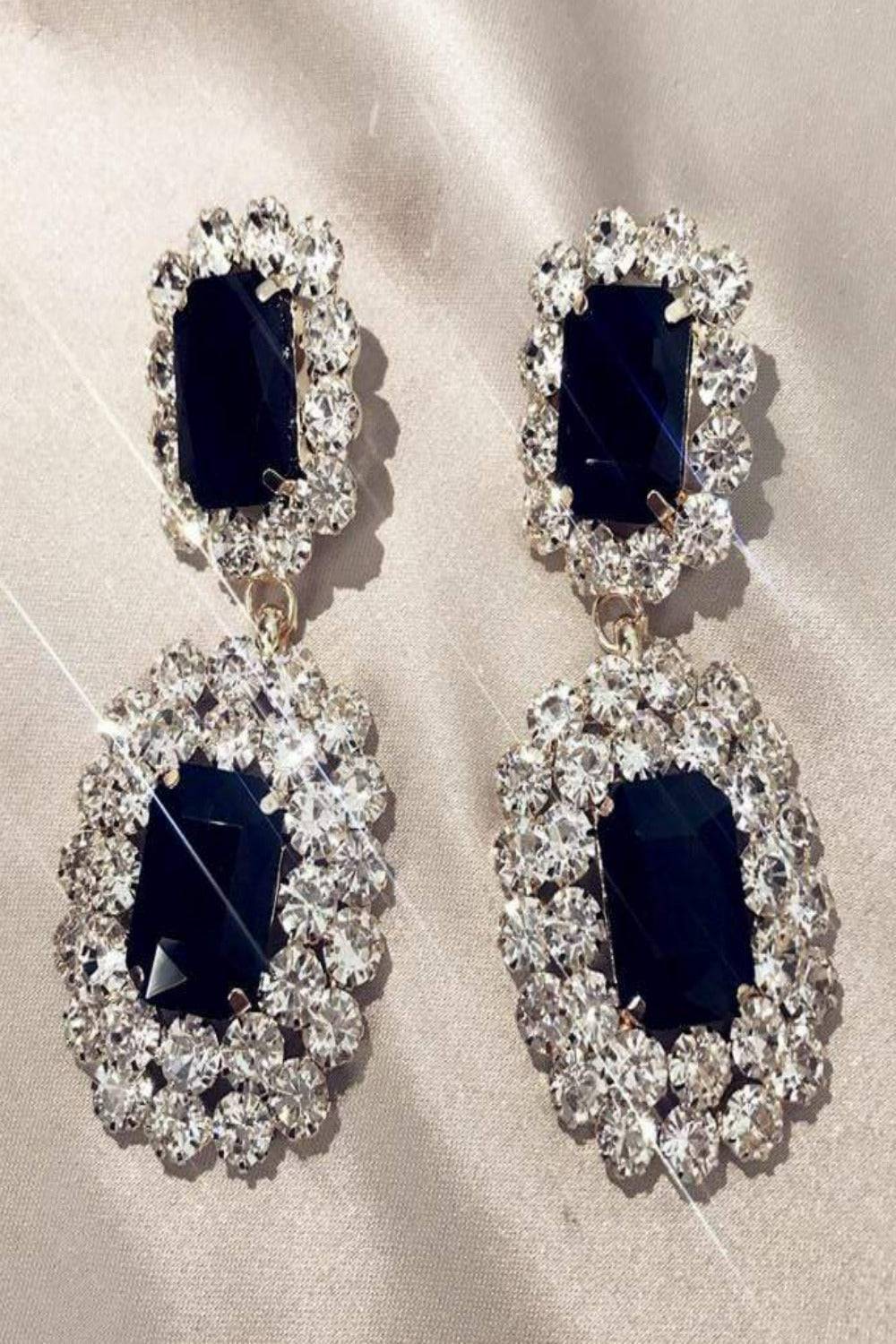 Big Chunky Black Rhinestone Drop Earring - TGC Boutique - Stud Earrings