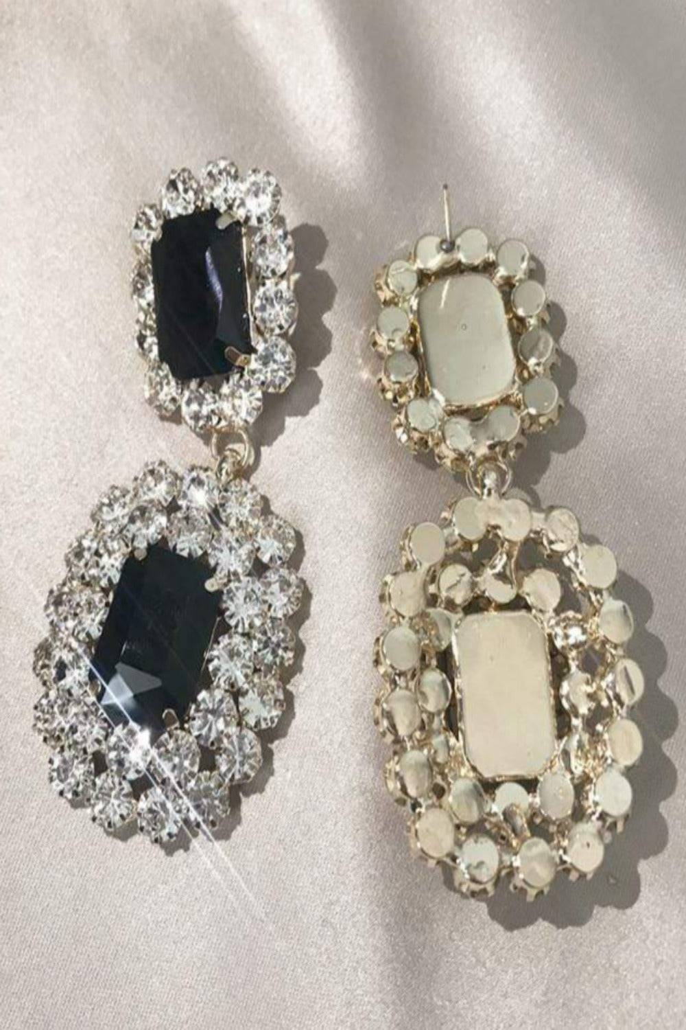 Big Chunky Black Rhinestone Drop Earring - TGC Boutique - Stud Earrings