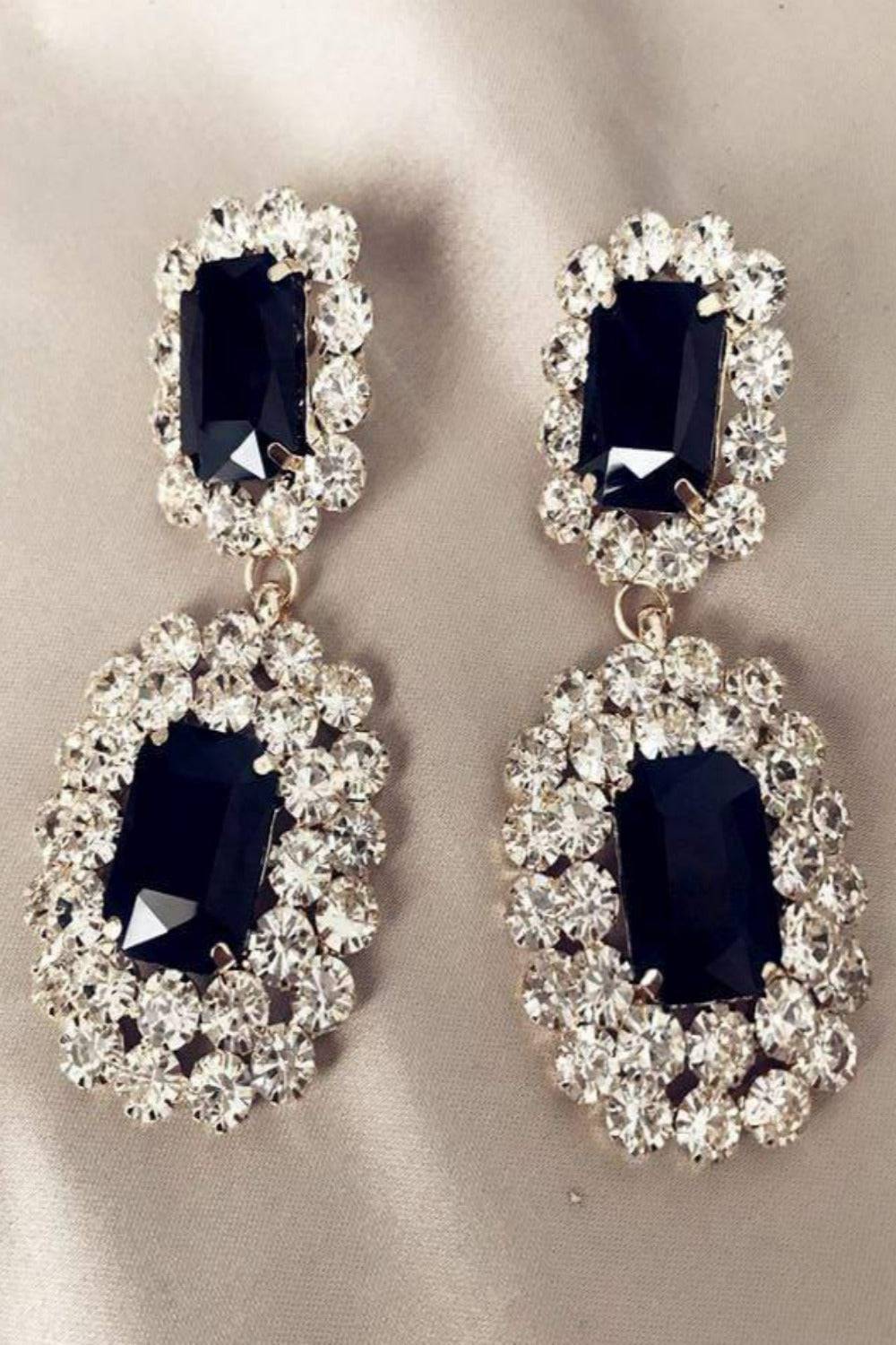 Big Chunky Black Rhinestone Drop Earring - TGC Boutique - Stud Earrings