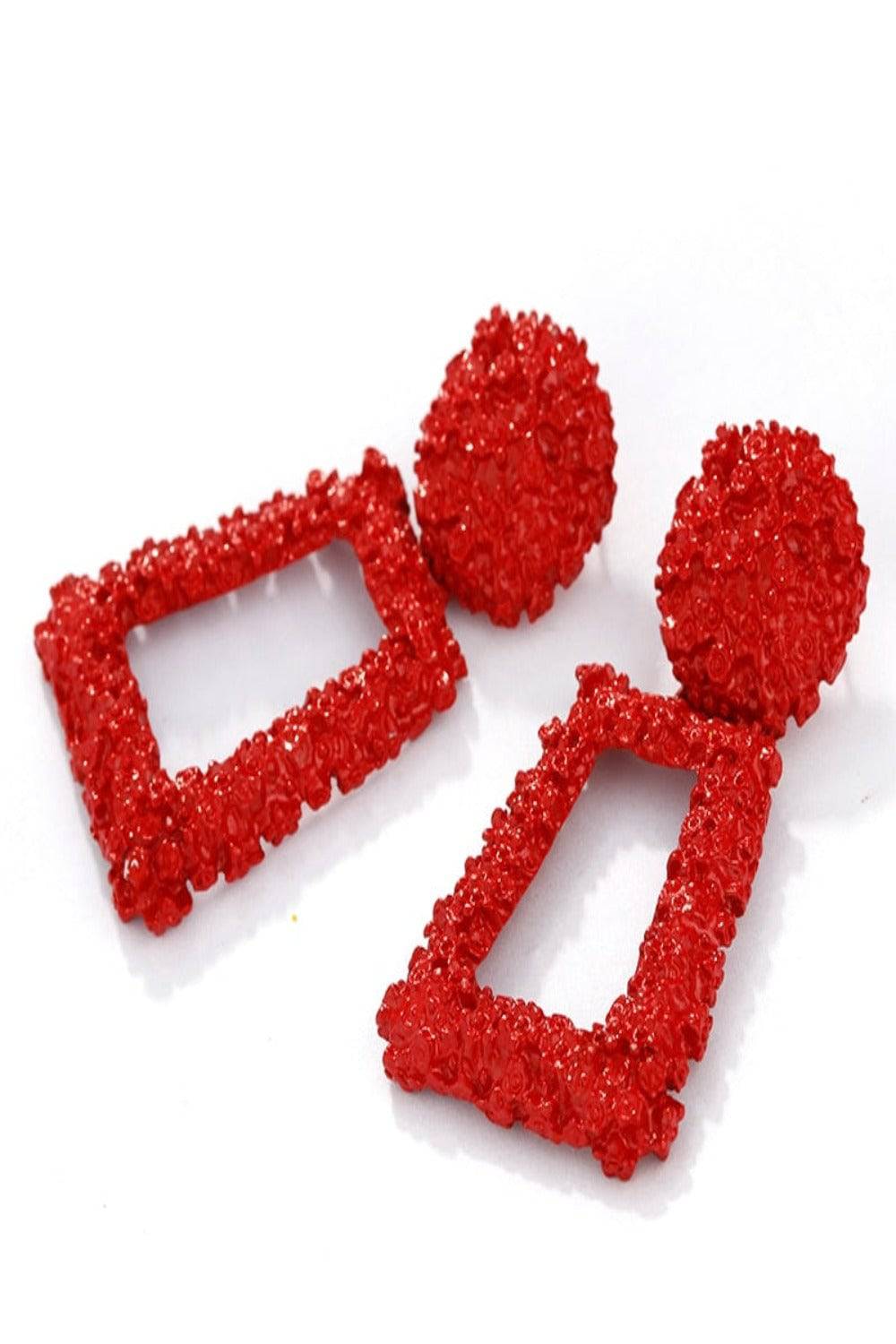 Big Chunky Dangle Door Knocker Earrings - Red - TGC Boutique - Earrings