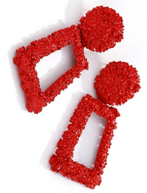 Big Chunky Dangle Door Knocker Earrings - Red - TGC Boutique - Earrings