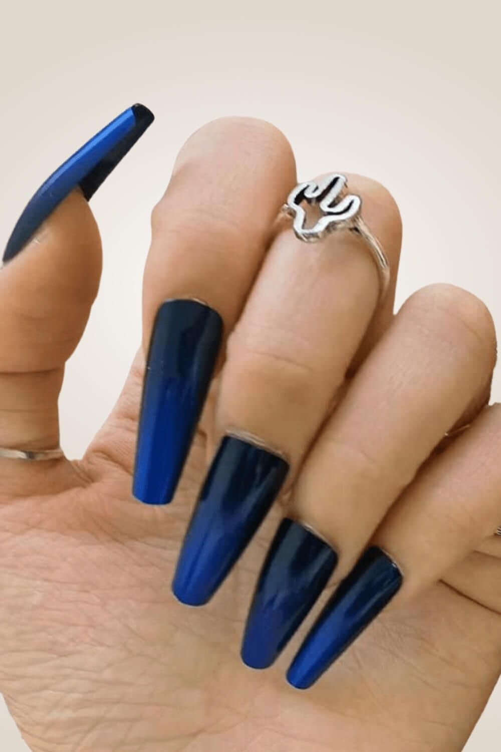 Black And Blue Ombre Coffin Press On Nails Kit - TGC Boutique - Press On Nails