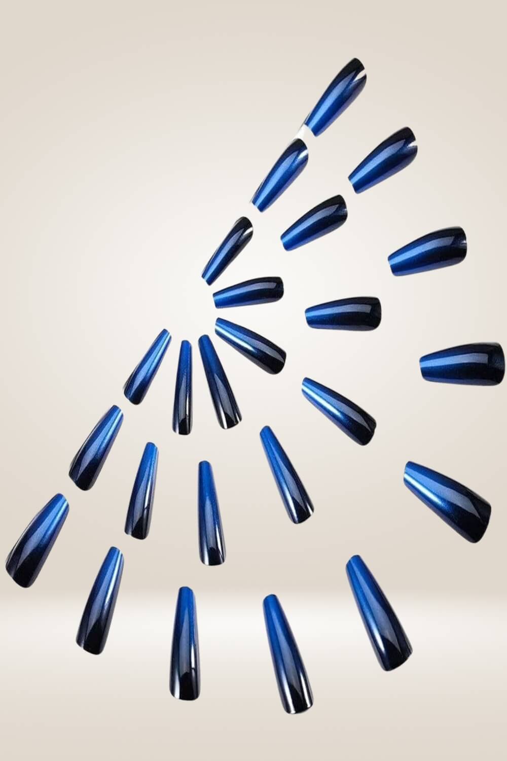 Black And Blue Ombre Coffin Press On Nails Kit - TGC Boutique - Press On Nails