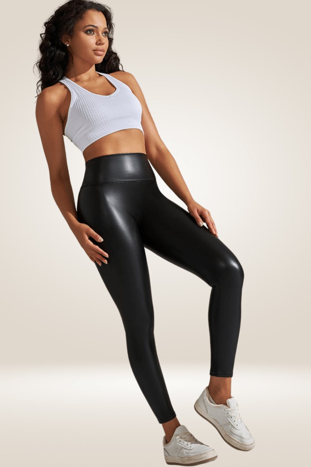 Black High Waisted Faux Leather Leggings - TGC Boutique - Leggings