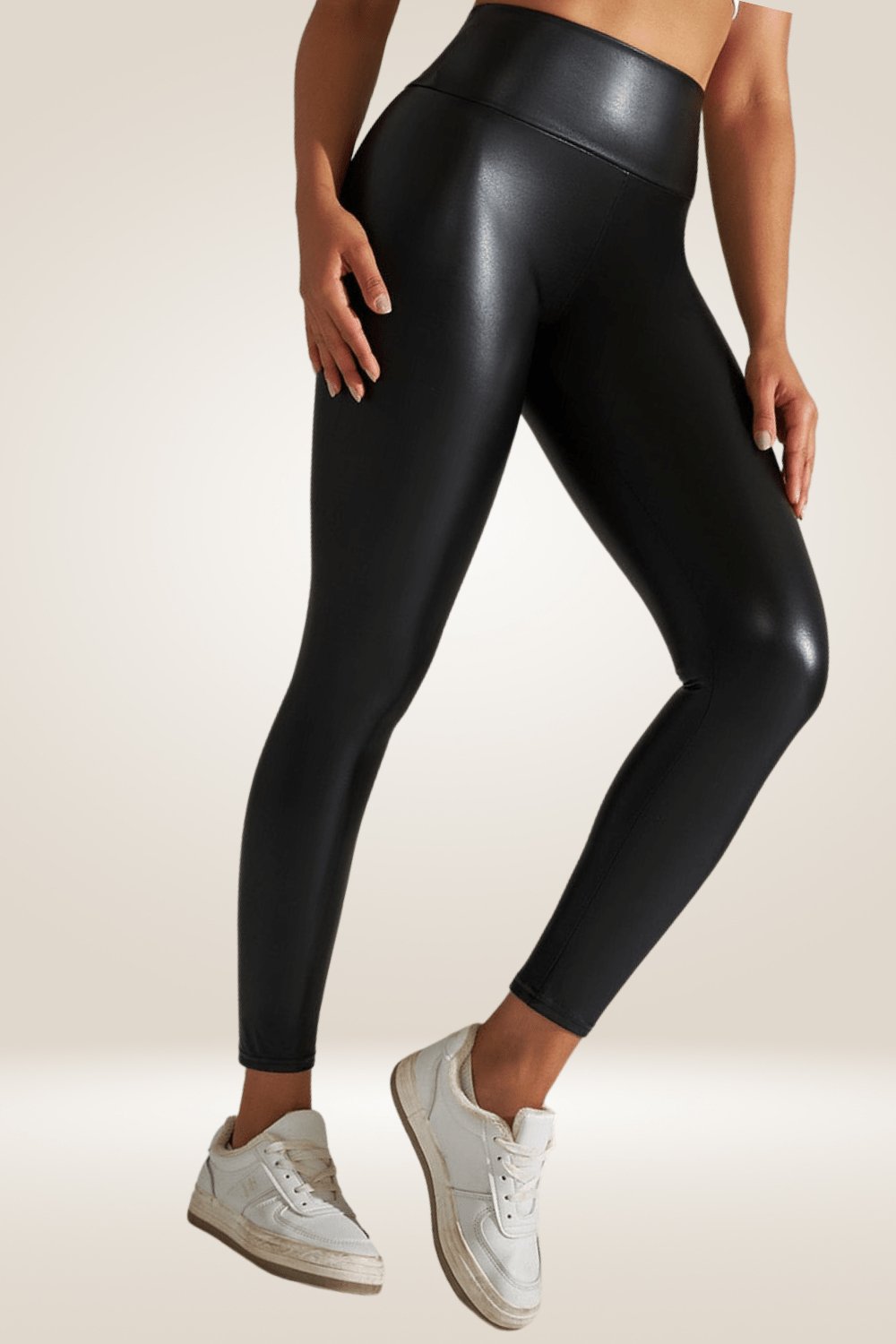 Black High Waisted Faux Leather Leggings - TGC Boutique - Leggings
