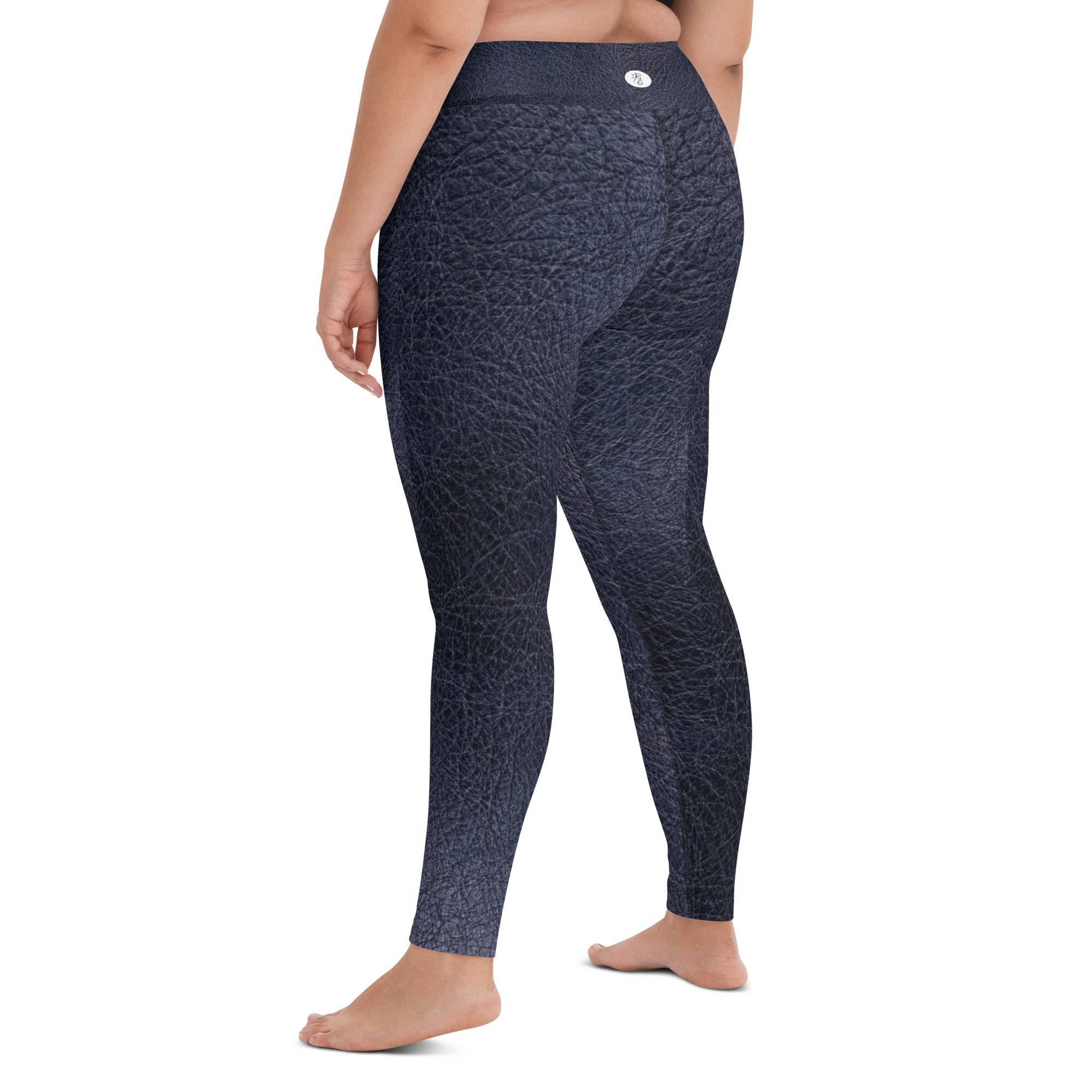 Black leather print Yoga Leggings With Pockets - TGC Boutique - Leggings
