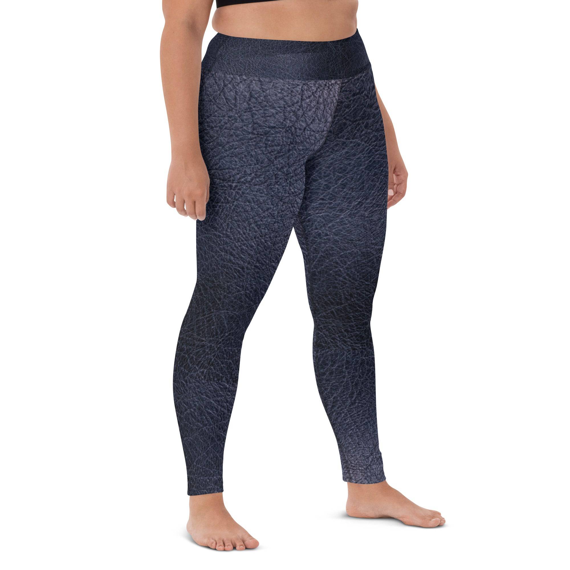 Black leather print Yoga Leggings With Pockets - TGC Boutique - Leggings