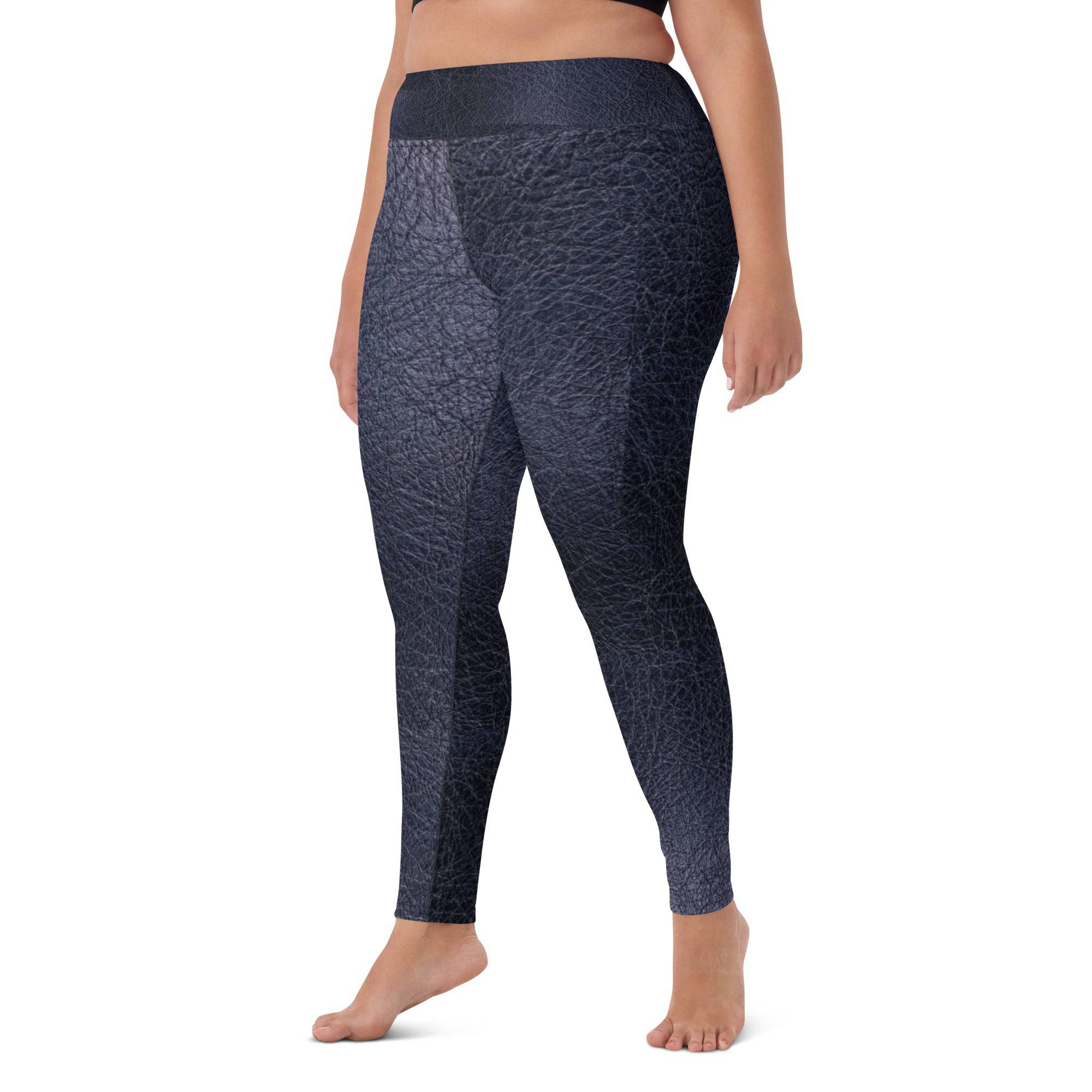 Black leather print Yoga Leggings With Pockets - TGC Boutique - Leggings