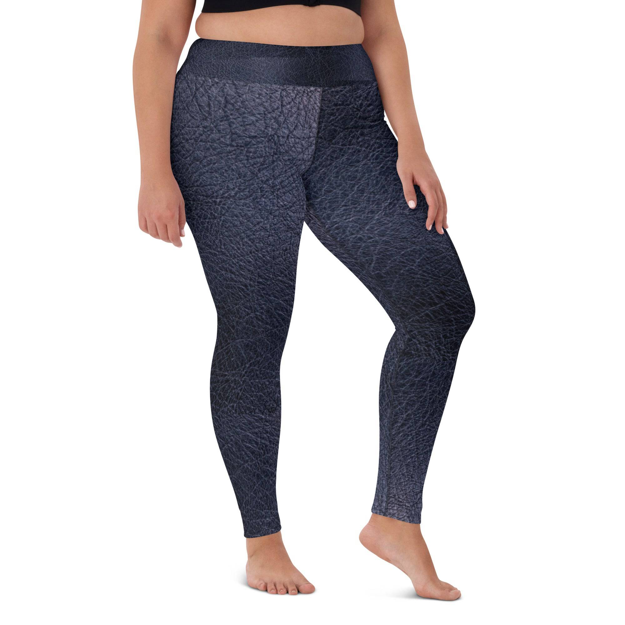 Black leather print Yoga Leggings With Pockets - TGC Boutique - Leggings