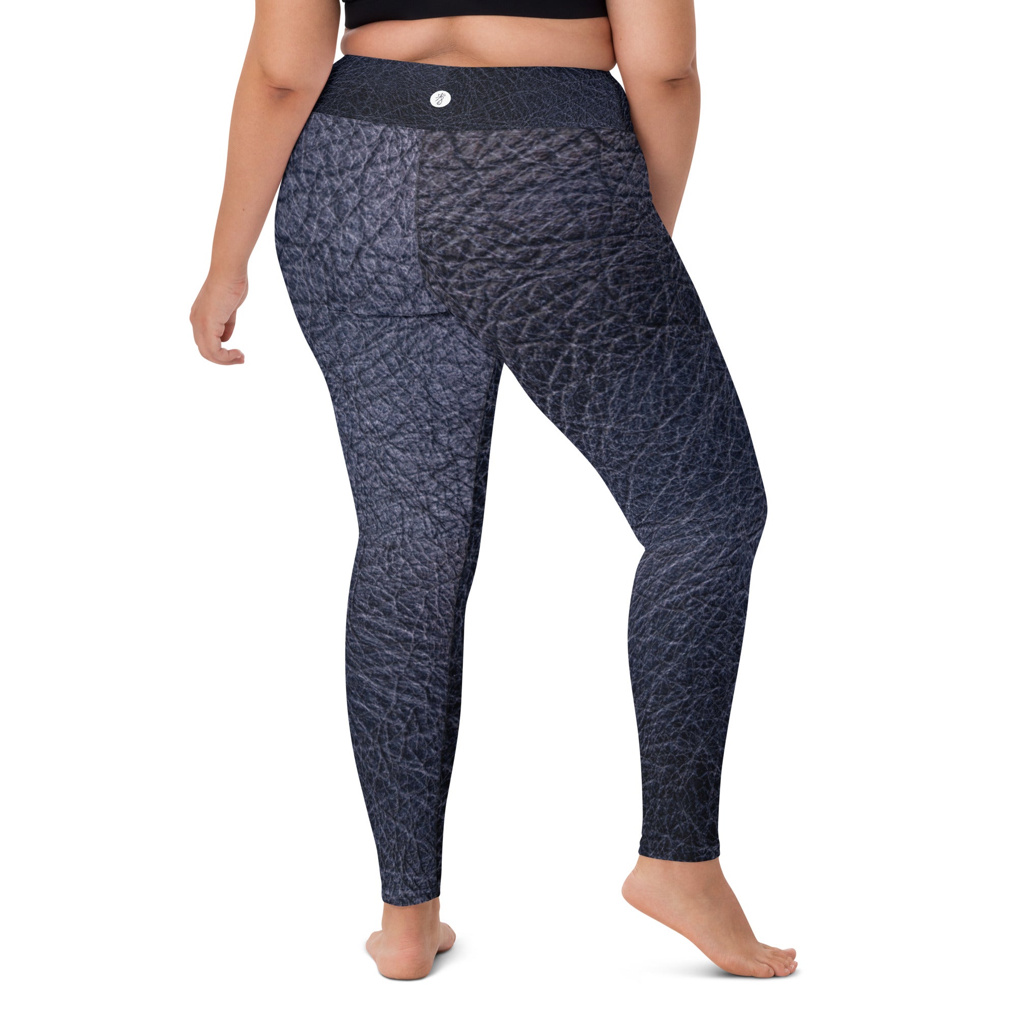 Black leather print Yoga Leggings With Pockets - TGC Boutique - Leggings