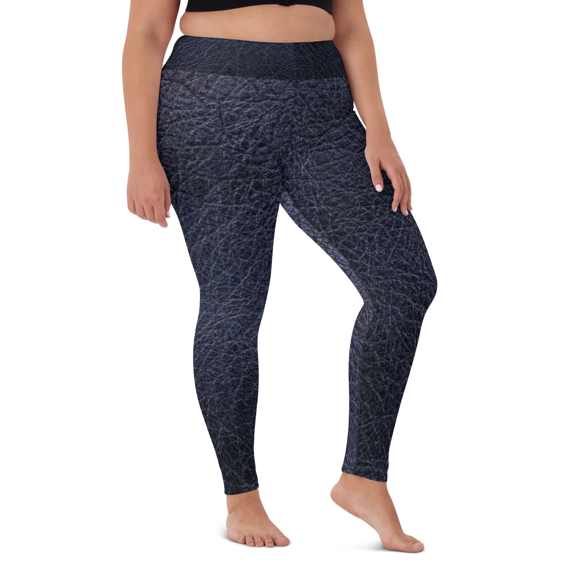 Black leather print Yoga Leggings With Pockets - TGC Boutique - Leggings