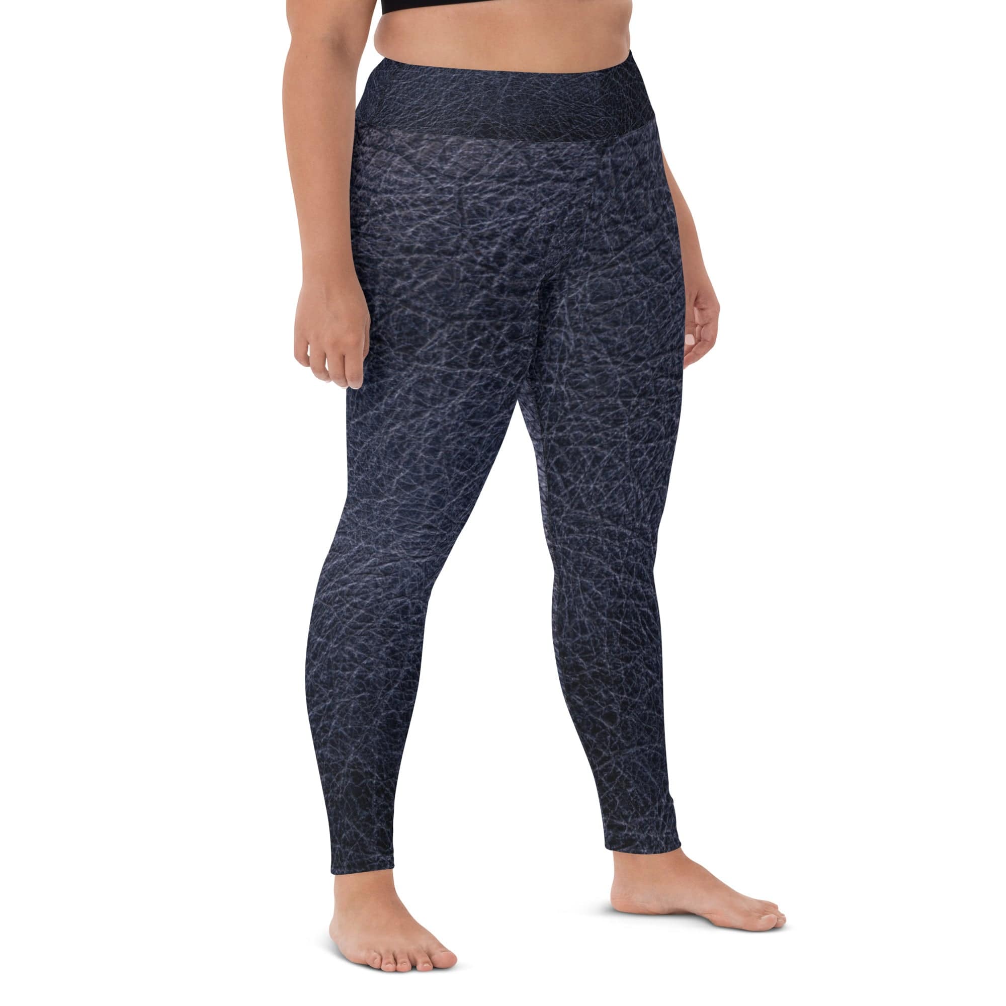 Black leather print Yoga Leggings With Pockets - TGC Boutique - Leggings