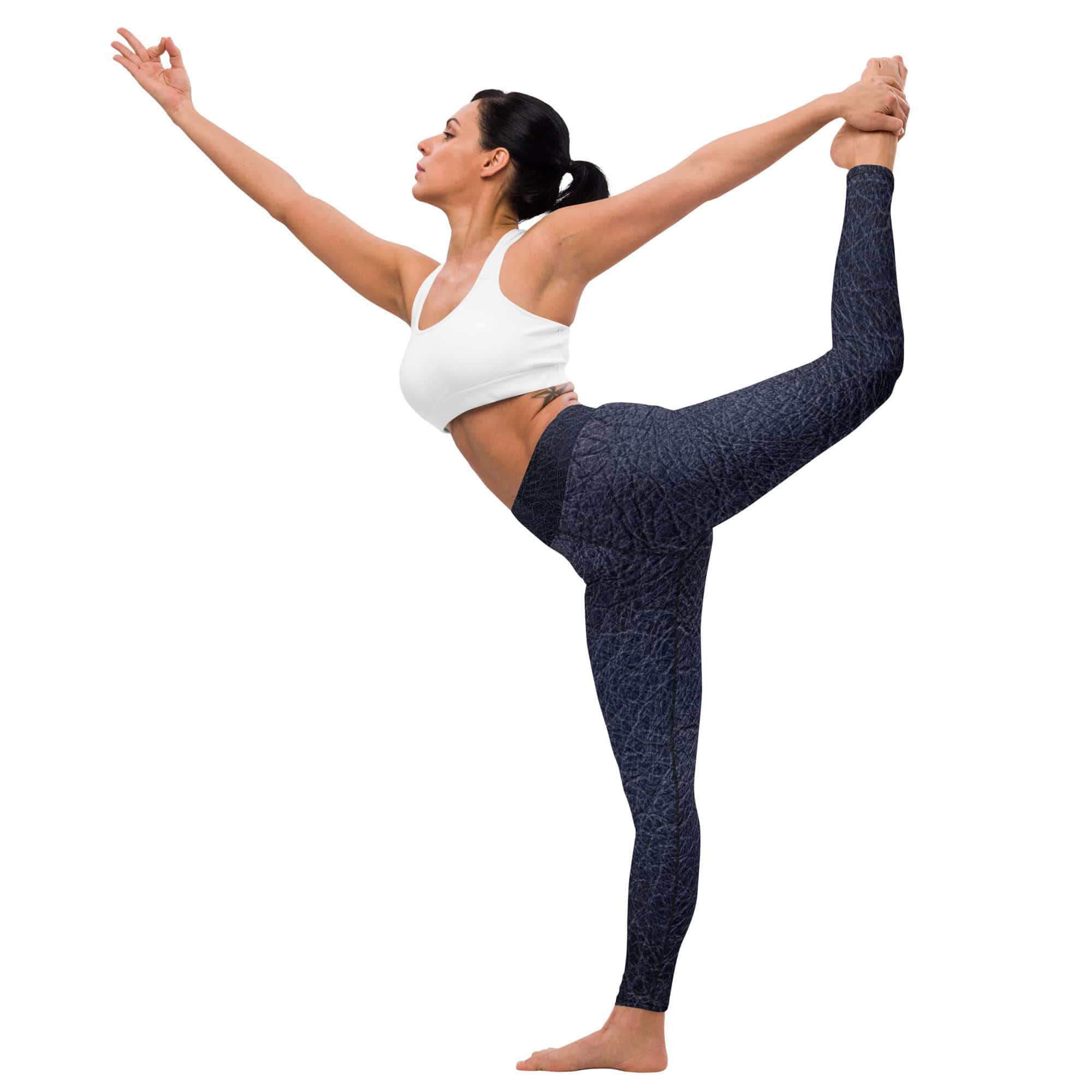Black leather print Yoga Leggings With Pockets - TGC Boutique - Leggings