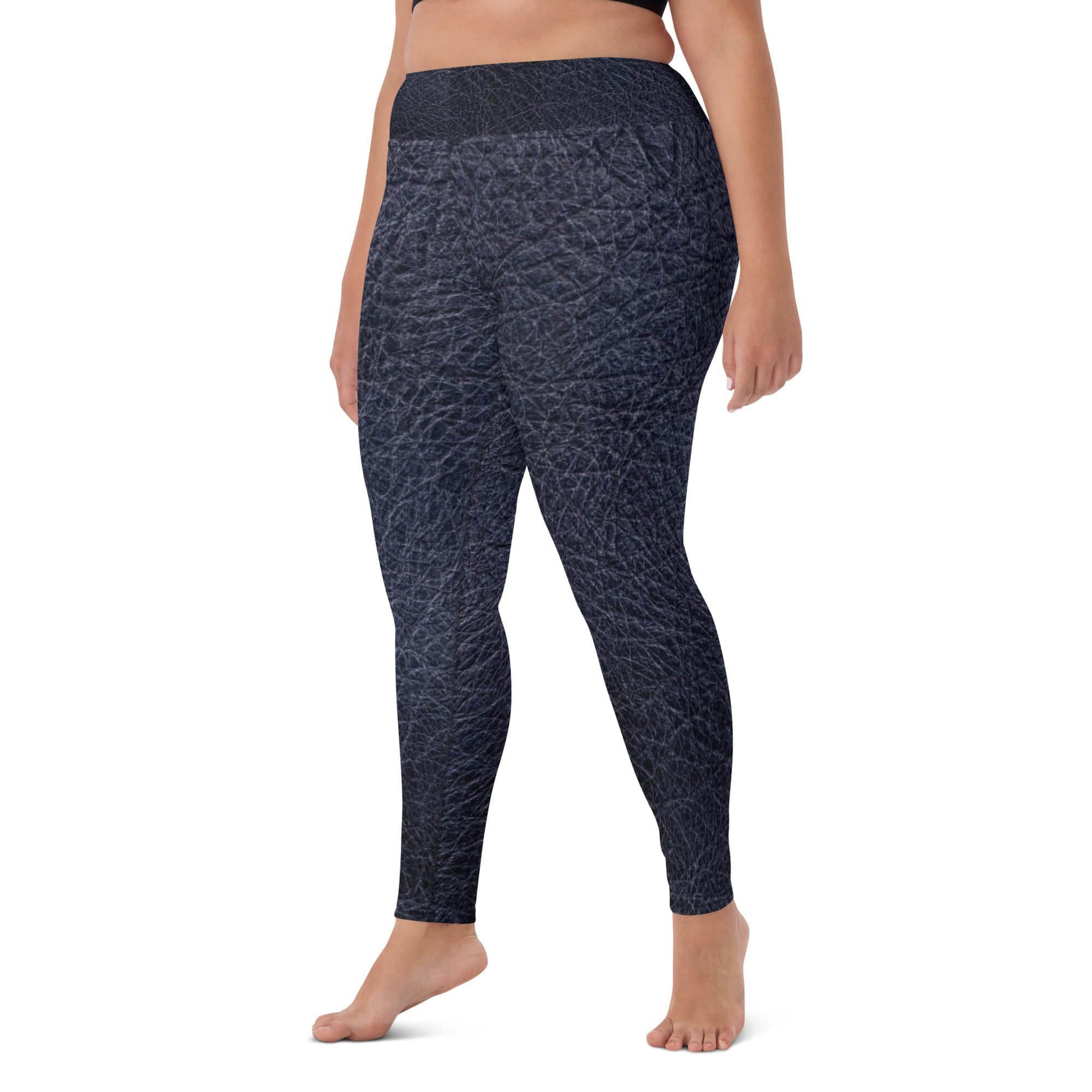 Black leather print Yoga Leggings With Pockets - TGC Boutique - Leggings