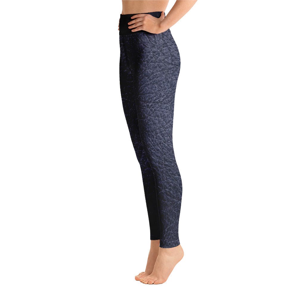 Black leather print Yoga Leggings With Pockets - TGC Boutique - Leggings