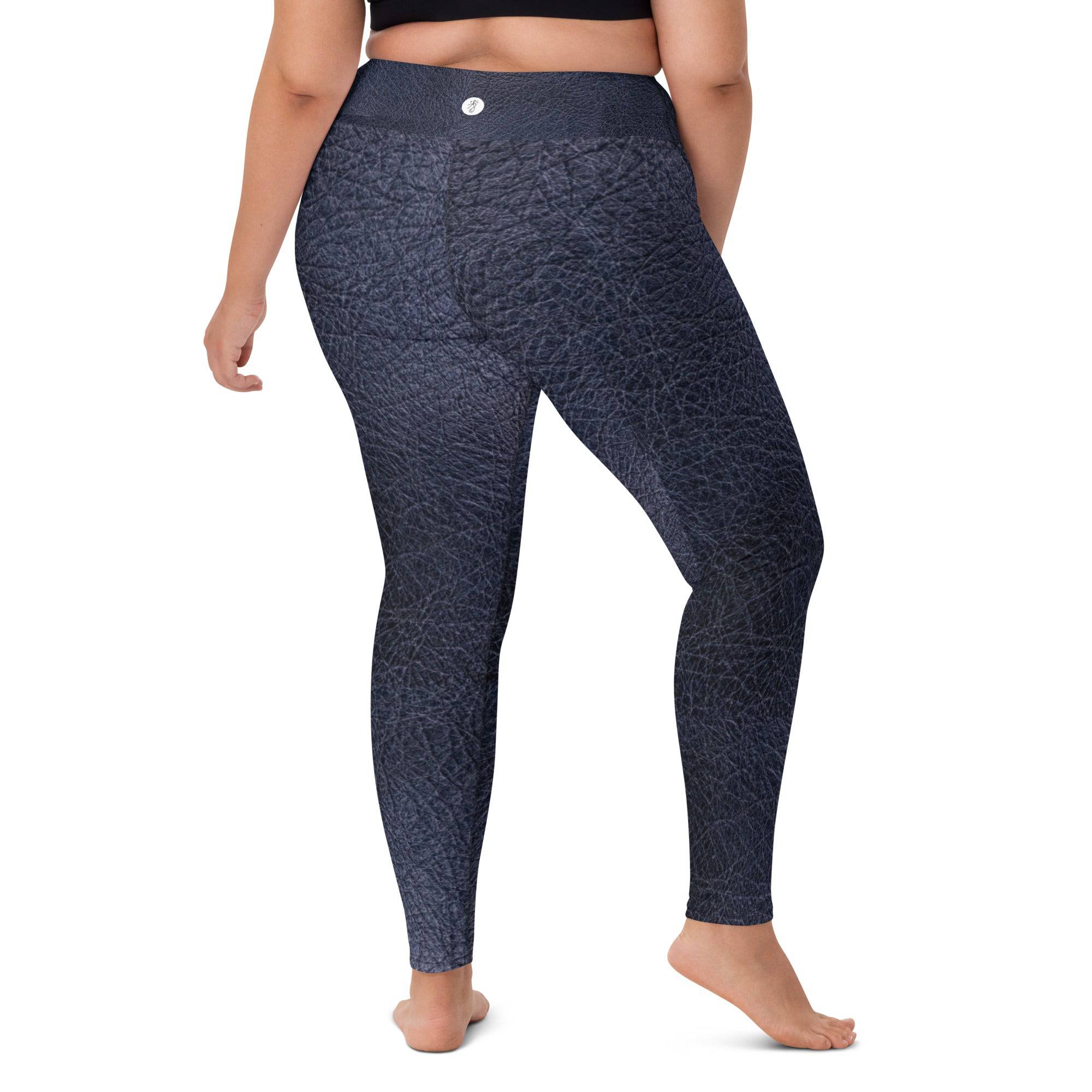 Black leather print Yoga Leggings With Pockets - TGC Boutique - Leggings