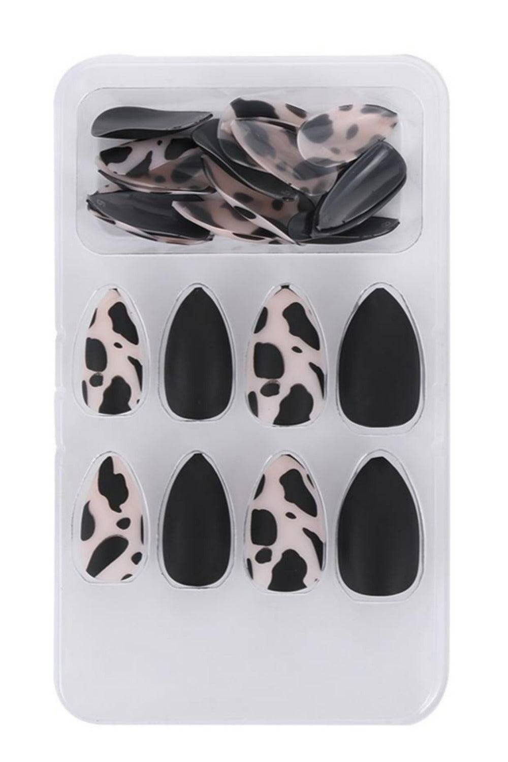 Black Leopard Stiletto Tip Press On Nails Kit - TGC Boutique - Press On Nails
