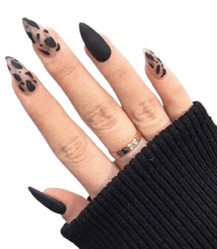 Black Matte Stiletto Cow Print Press On Nails - TGC Boutique - Press On Nails