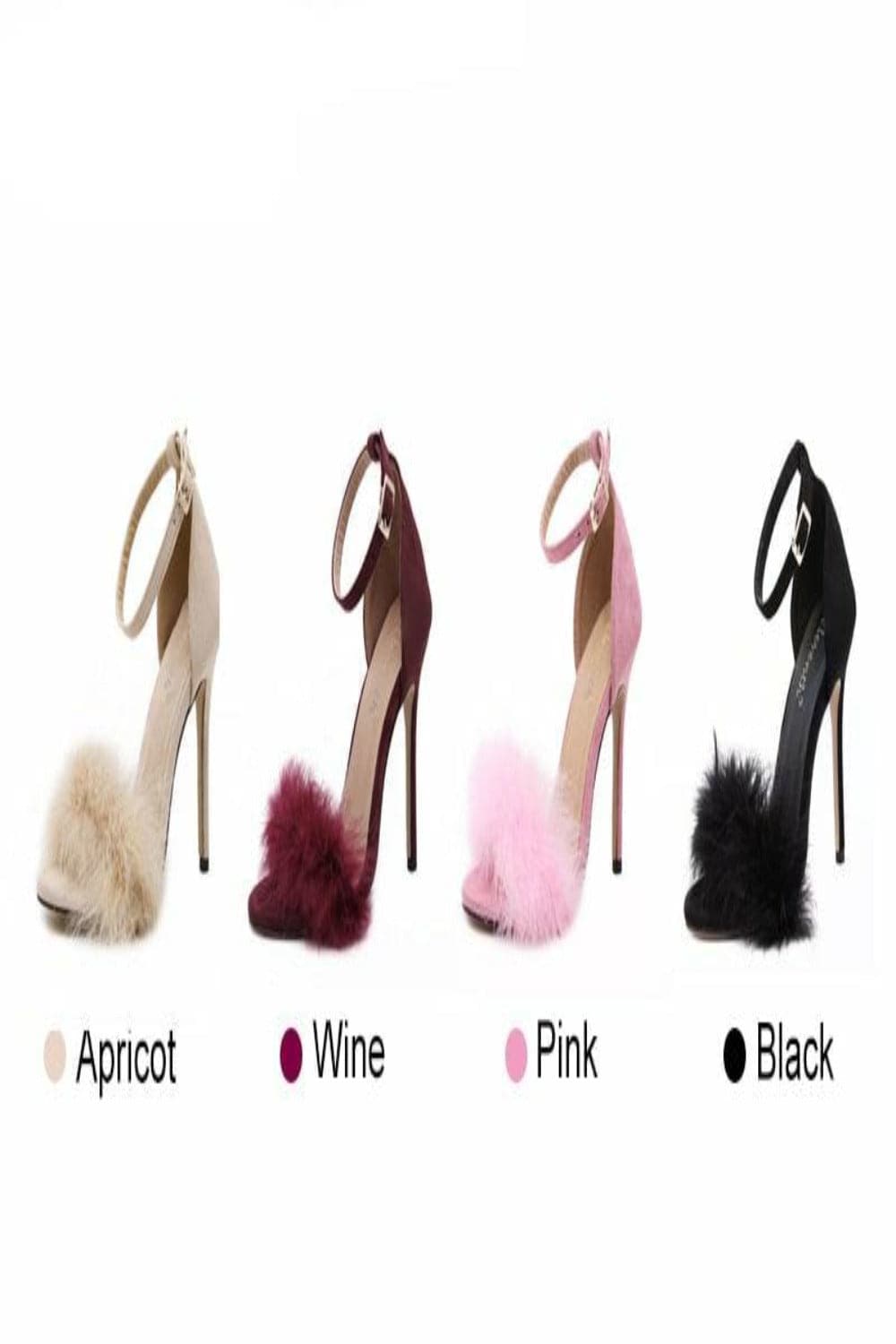 Black Stiletto High Heel Sandals With Fluffy Fur - TGC Boutique - High Heel Sandals