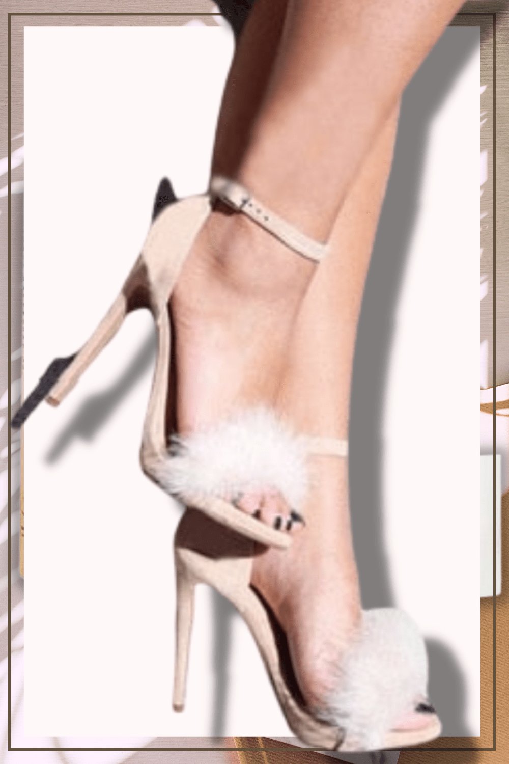 Black Stiletto High Heel Sandals With Fluffy Fur - TGC Boutique - High Heel Sandals