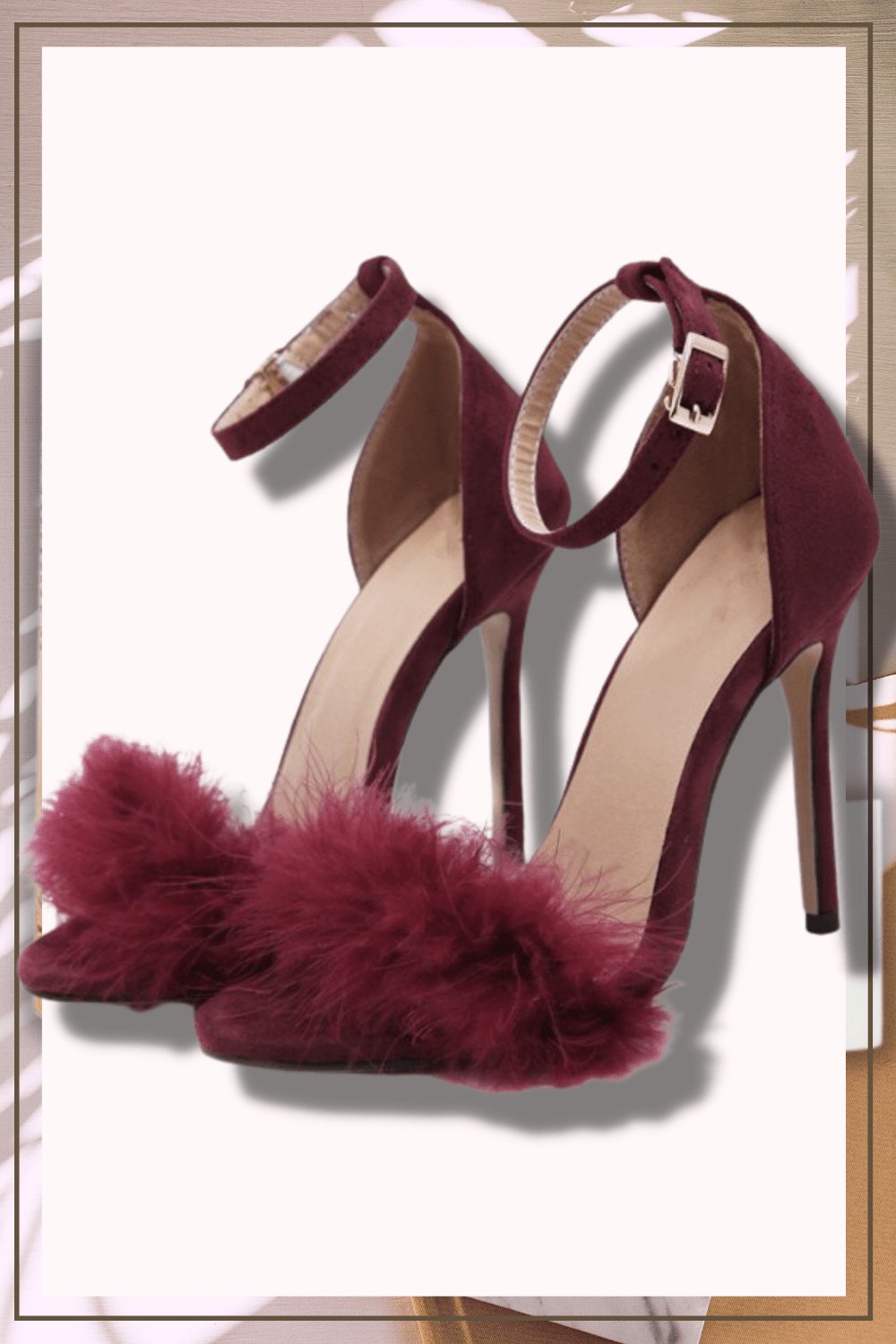 Black Stiletto High Heel Sandals With Fluffy Fur - TGC Boutique - High Heel Sandals