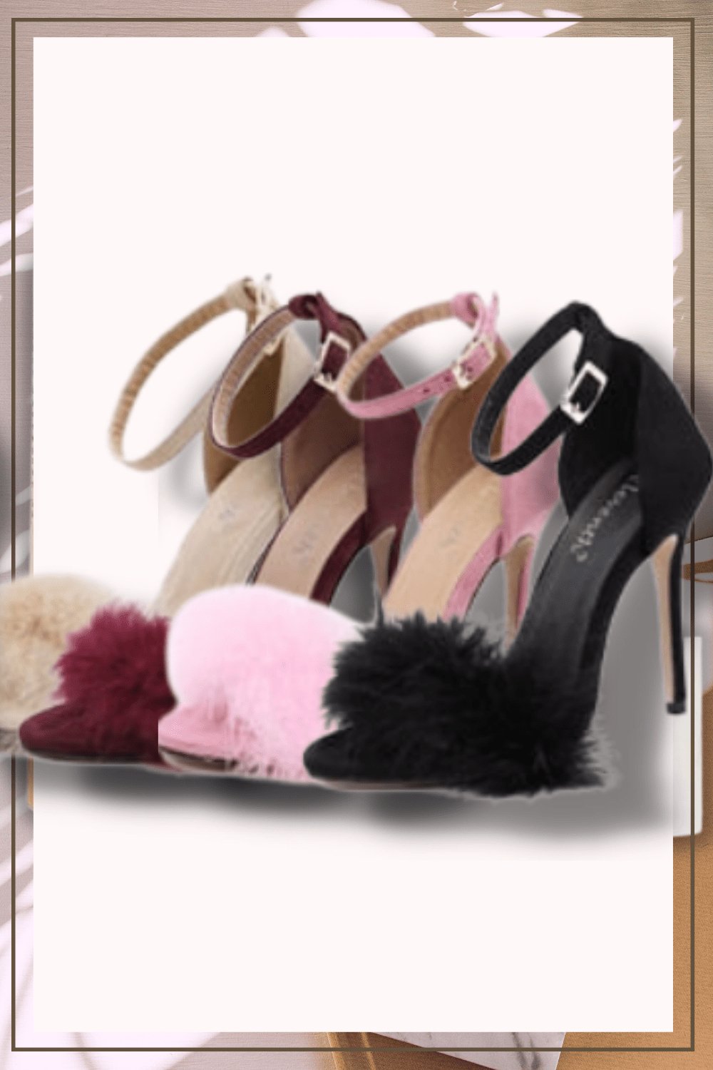 Black Stiletto High Heel Sandals With Fluffy Fur - TGC Boutique - High Heel Sandals
