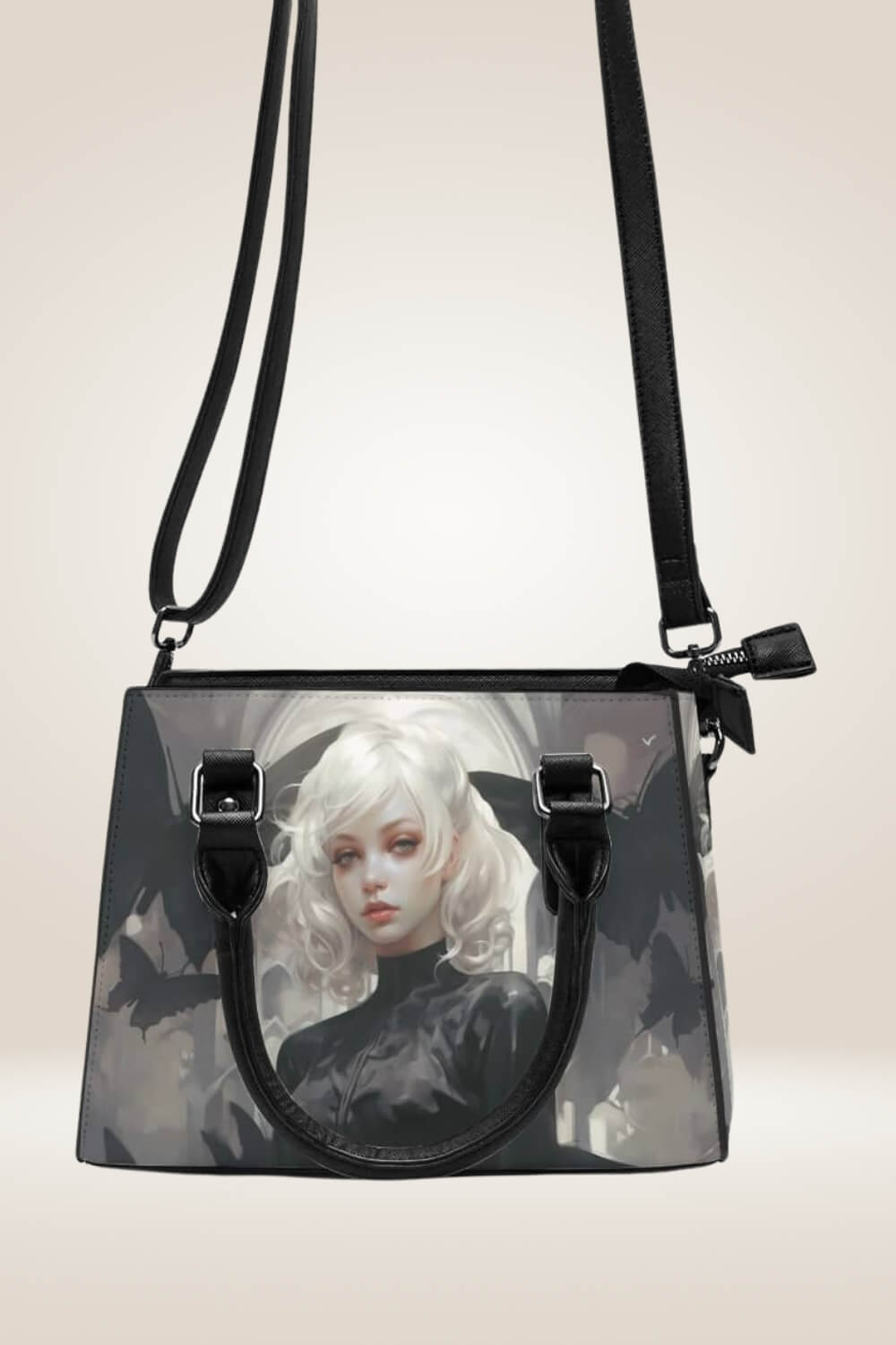 Blonde Manga Girl Black Satchel Bag - TGC Boutique - Satchel Handbag