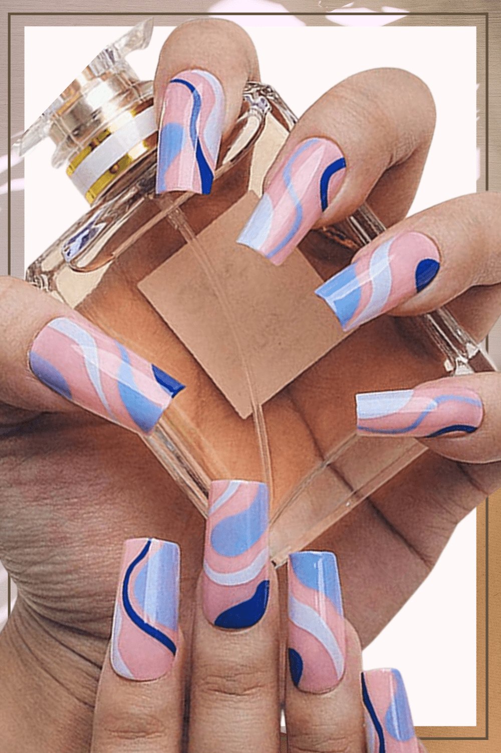 Blue Swirl Coffin Press On Nails Kit - TGC Boutique - Press On Nails