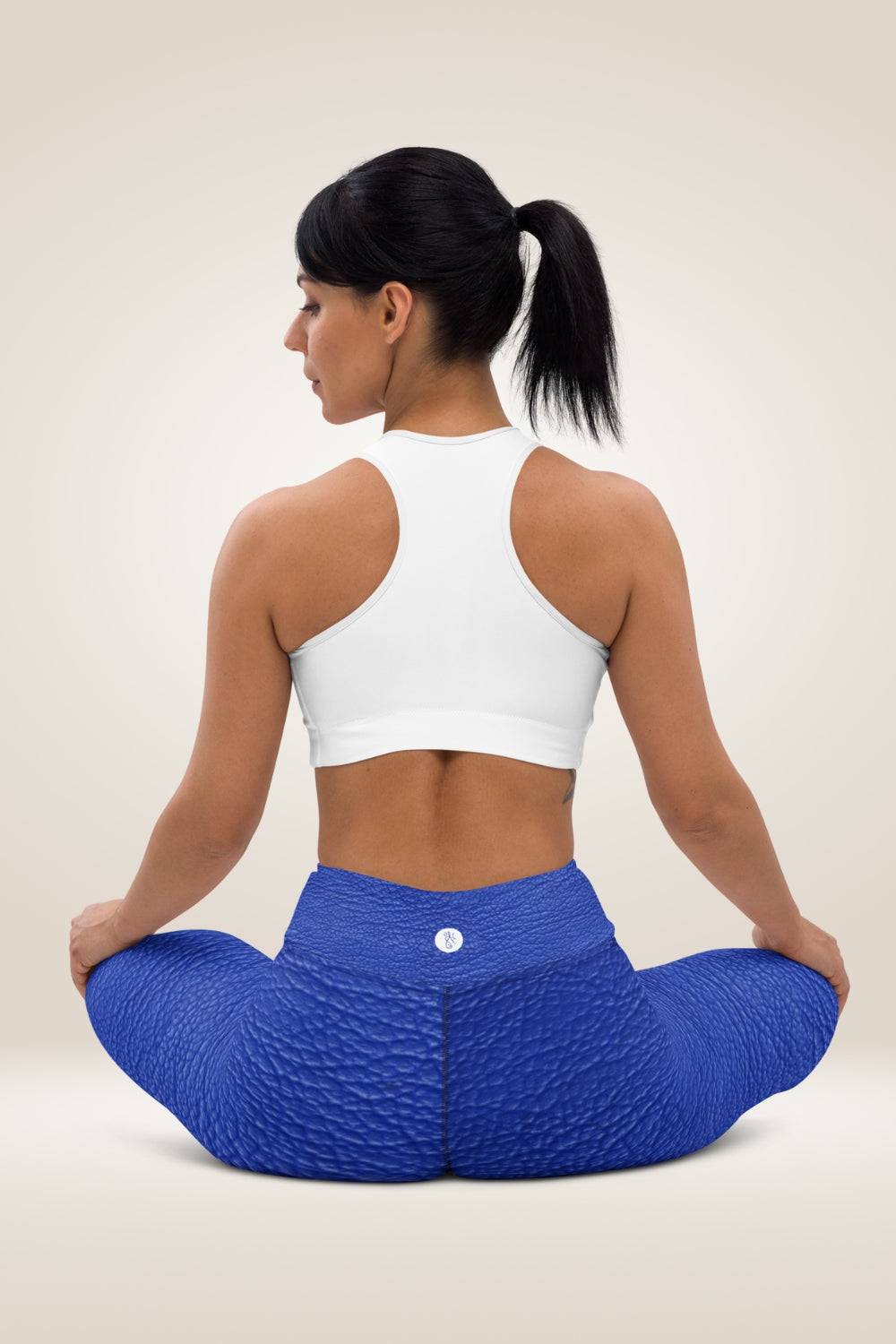 Blue Yoga Faux Leather Leggings - TGC Boutique - Leggings