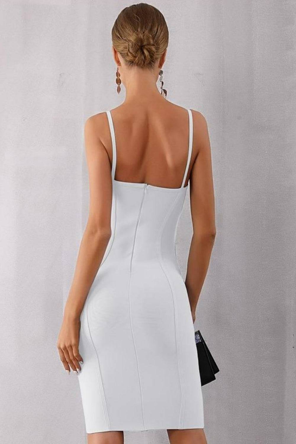Body Contour White Bodycon Mini Dress - TGC Boutique - White Bodycon Dress
