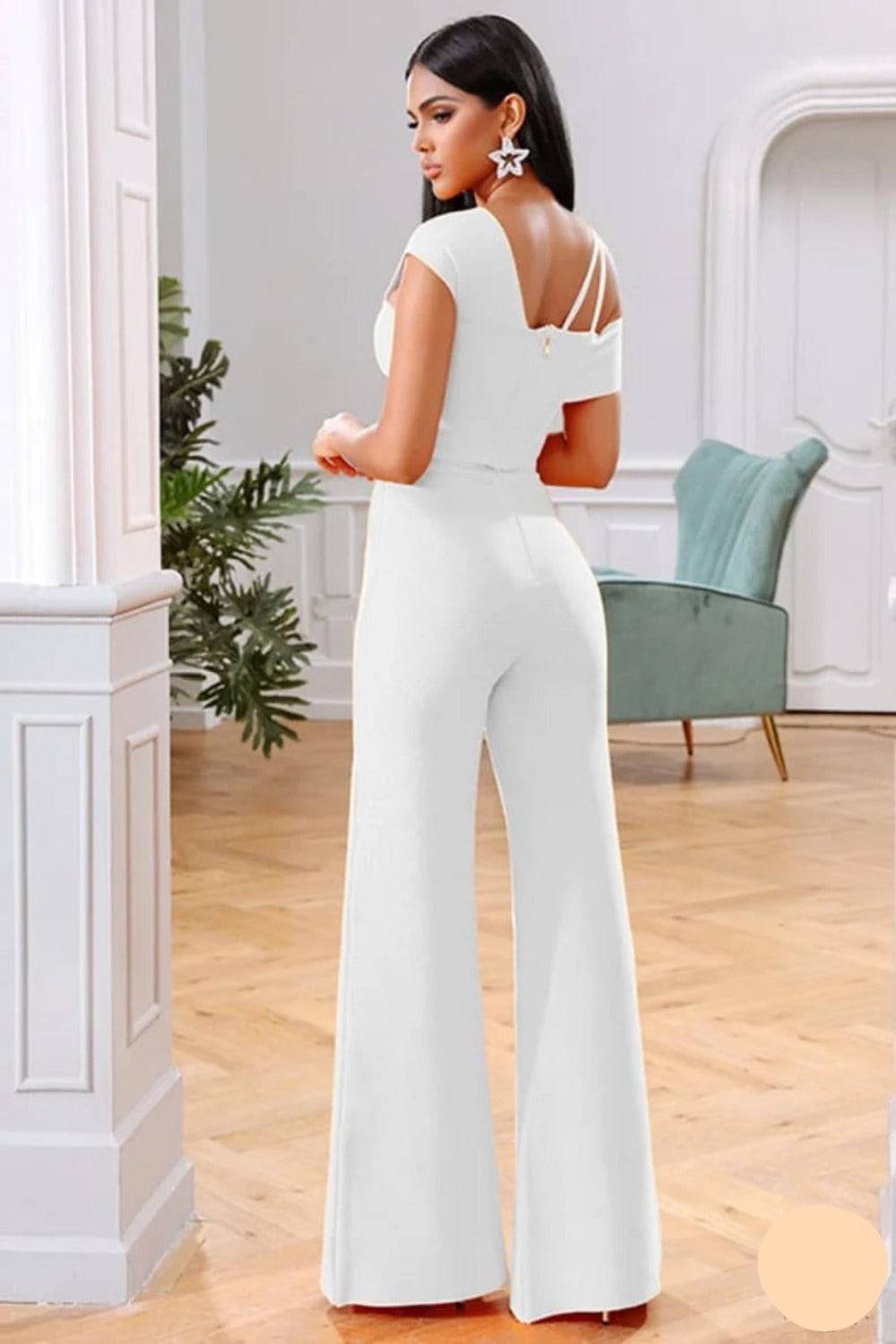 bodycon Jumpsuit Top & Pants White Two Piece Set - TGC Boutique - 2 Piece Set