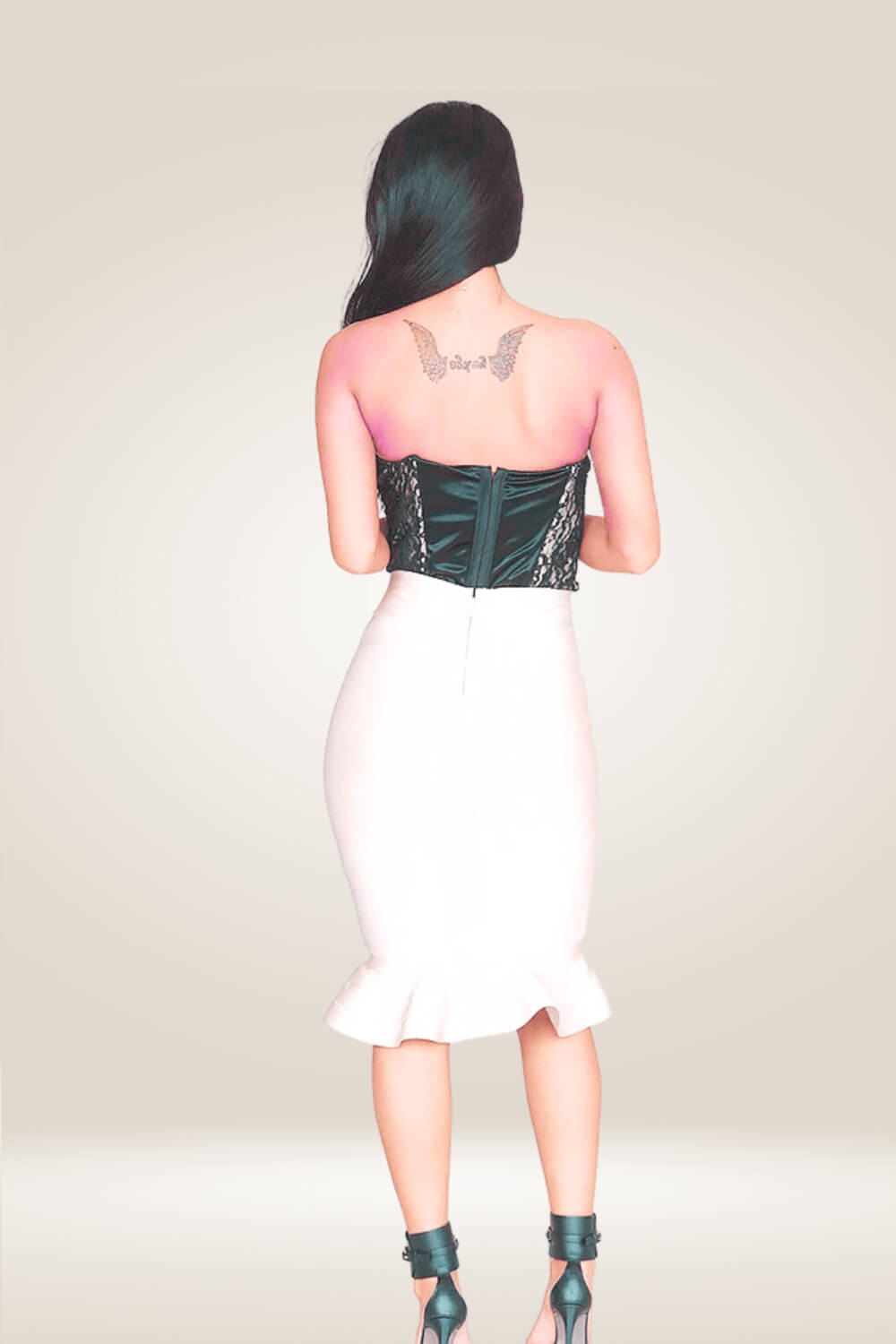 Bodycon Mermaid White Midi Skirt - TGC Boutique - Bodycon skirt