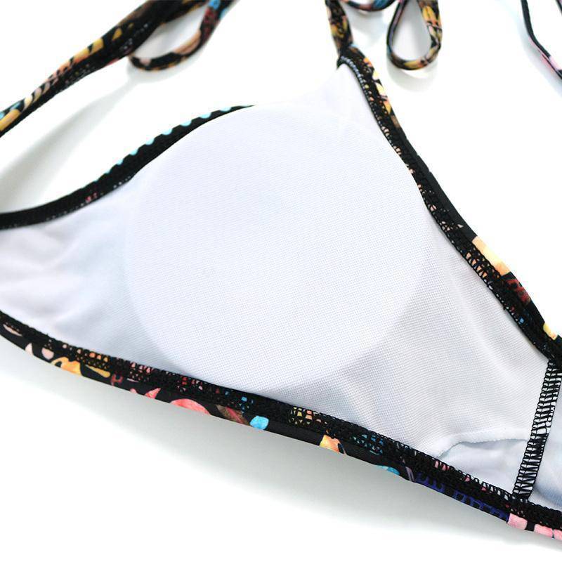 Bohemian Bandage Aztec Print Strappy Bikini Set - TGC Boutique - Bohemian Print Swimsuit