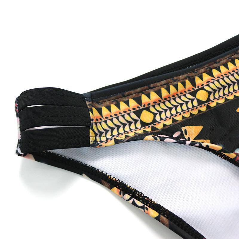 Bohemian Bandage Aztec Print Strappy Bikini Set - TGC Boutique - Bohemian Print Swimsuit