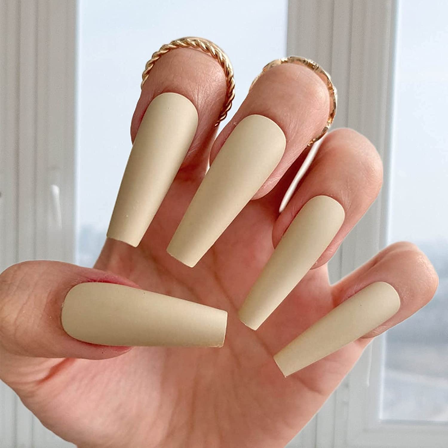 Brown Press On Nails Matte Coffin Nail Kit - TGC Boutique - Press On Nails